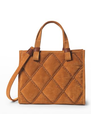 Mini Crisscross Quilted Suede Tote Bag