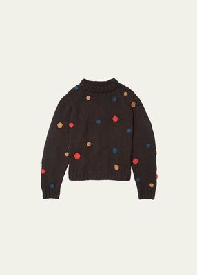 Mini Flower-Embroidered Oversized Sweater