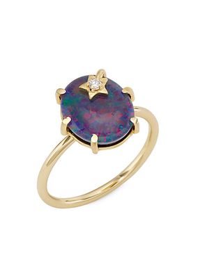 Mini Galaxy 14K Yellow Gold, Australian Opal & 0.024 TCW Diamond Ring