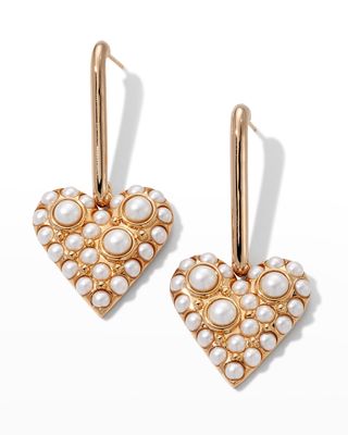 Mini Heart Pearly Drop Earrings