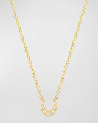 Mini Horseshoe Pendant Necklace with Diamonds