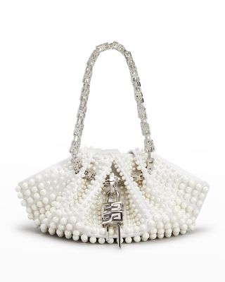 Mini Kenny Top-Handle Bag with Pearly Trim