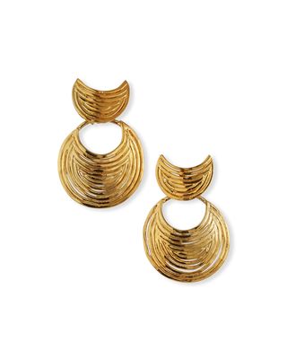 Mini Luna Wave Drop Earrings, Gold