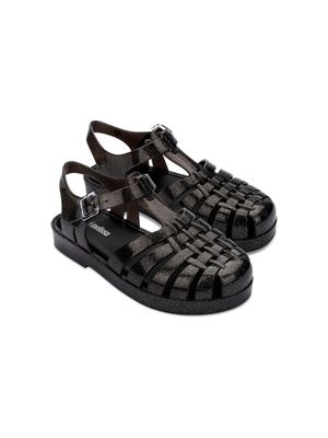 Mini Melissa glitter-detail jelly sandals - Black