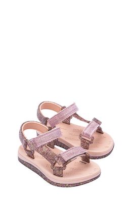 Mini Melissa Melissa Papete Rider Sandal in Pink/Clear Glitter/Pink