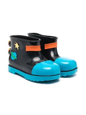 Mini Melissa patch-detail ankle rain boots - Black
