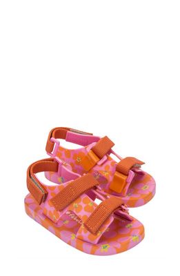 Mini Melissa Ping Pong Fabula Print Sandal in Orange/Pink