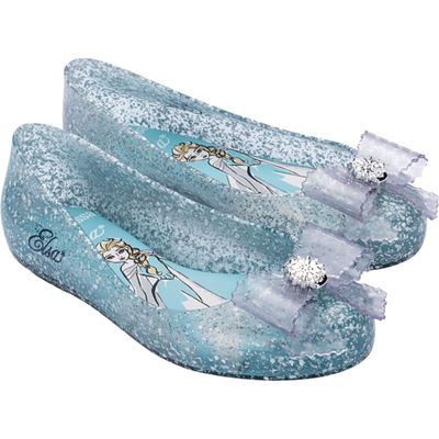 Mini Melissa Sweet Love Disney Princess Flat in Glitter Blue/Blue 