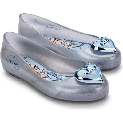 Mini Melissa Sweet Love Disney Princess Flat in Silver 