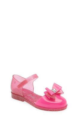 Mini Melissa x Barbie Kids' Amy Ankle Strap Flat in Pink Glitter