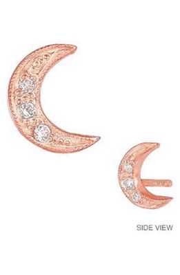 Mini Mini Jewels Diamond Icon Crescent Moon Earring in Rose Gold