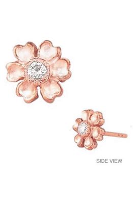 Mini Mini Jewels Diamond Icon Flower Earring in Rose Gold