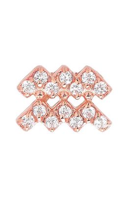 Mini Mini Jewels Diamond Zodiac Sign Earring in Rose Gold-Aquarius