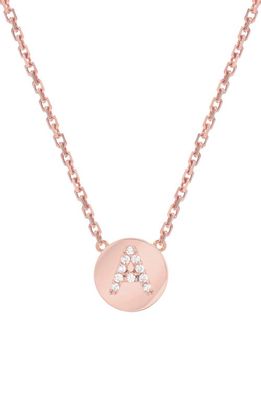 Mini Mini Jewels Framed Diamond Initial Pendant Necklace in Rose Gold-A