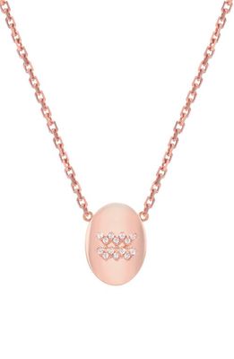 Mini Mini Jewels Framed Diamond Zodiac Sign Pendant Necklace in Rose Gold-Aquarius