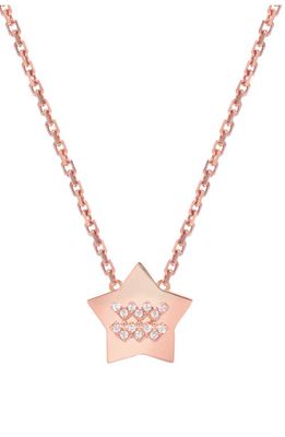 Mini Mini Jewels Framed Diamond Zodiac Sign Star Pendant Necklace in Rose Gold-Aquarius