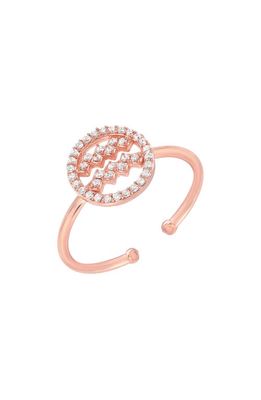 Mini Mini Jewels Halo Zodiac Sign Diamond Ring in Rose Gold-Aquarius