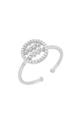 Mini Mini Jewels Halo Zodiac Sign Diamond Ring in White Gold-Aquarius