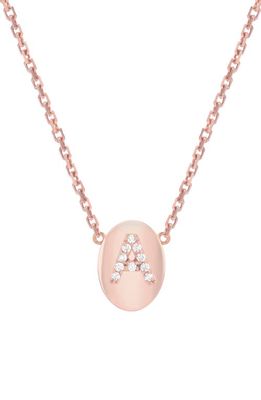 Mini Mini Jewels Oval Framed Diamond Initial Pendant Necklace in Rose Gold-A