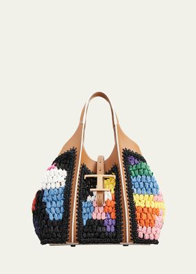 Mini Rainbow Crochet Shopping Tote Bag