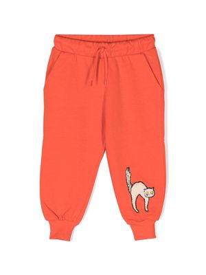 Mini Rodini Angry Cat-embroidered track pants