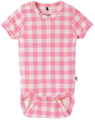 Mini Rodini Baby Pink Check Bodysuit