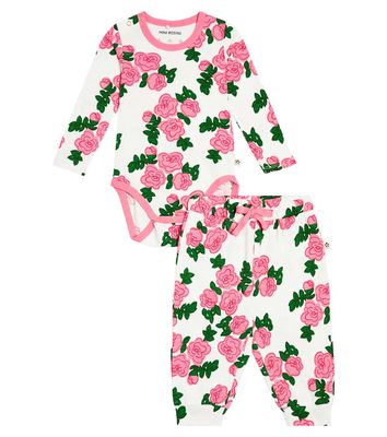 Mini Rodini Baby Roses cotton bodysuit and pants set