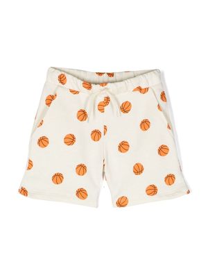 Mini Rodini Basketball organic cotton tarck shorts - Neutrals