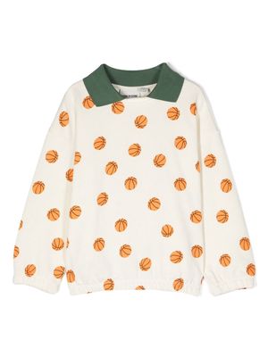 Mini Rodini basketball-print cotton sweatshirt - Neutrals
