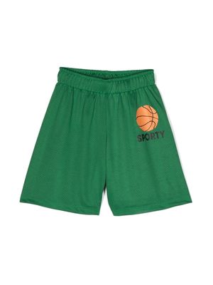 Mini Rodini basketball-print track shorts - Green