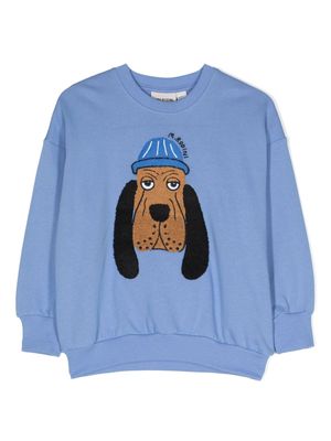 Mini Rodini Bloodhound chenille-embroidered sweatshirt - Blue