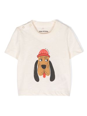Mini Rodini Bloodhound cotton T-shirt - Neutrals