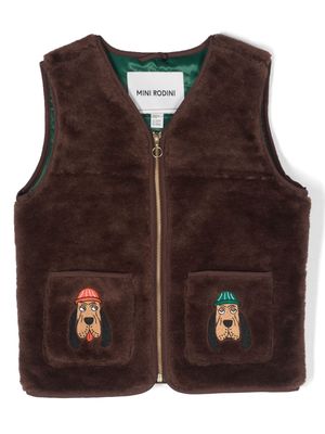 Mini Rodini Bloodhound zip-up vest - Brown