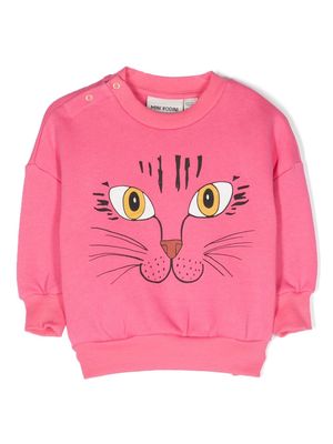 Mini Rodini Cat Face organic-cotton sweatshirt - Pink