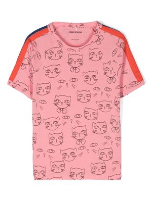 Mini Rodini Cathletes stipe-detail T-shirt - Pink