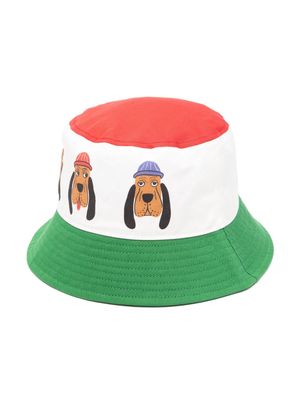 Mini Rodini dog-print organic cotton bucket hat - Neutrals