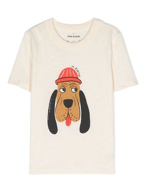 Mini Rodini dog-print organic cotton T-shirt - Neutrals