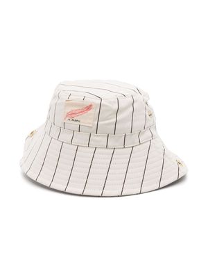 Mini Rodini Feather-patch striped bucket hat - Neutrals