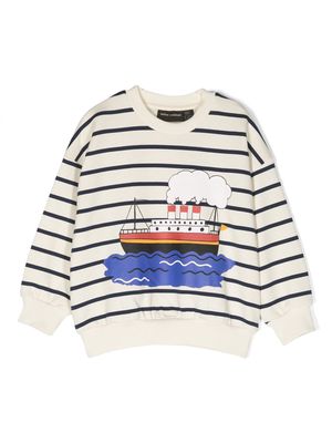 Mini Rodini Ferry Stripe-print organic-cotton sweatshirt - Neutrals