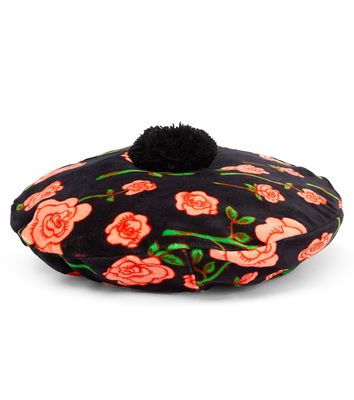 Mini Rodini Floral pompom cotton velvet beret