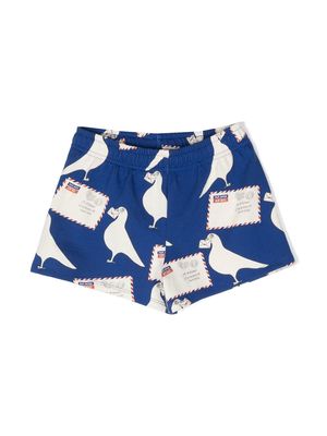 Mini Rodini graphic-print cotton shorts - Blue