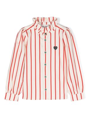 Mini Rodini heart-embroidered striped cotton shirt - Neutrals
