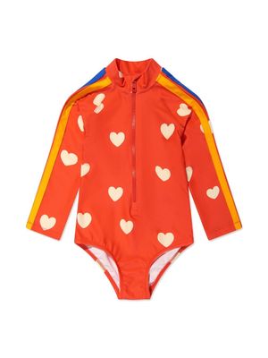 Mini Rodini heart-print swimsuit - Orange
