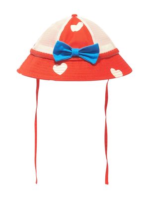 Mini Rodini Hearts bow-detail sun hat - Red