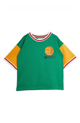 Mini Rodini Kids' Basketball Mesh T-Shirt in Green
