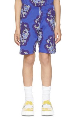 Mini Rodini Kids Blue Flowers Shorts