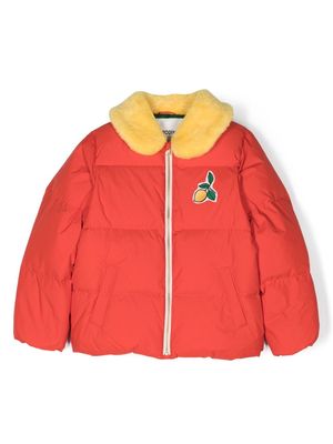 Mini Rodini lemon-appliqué padded jacket - Red