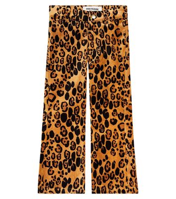 Mini Rodini Leopard cotton velvet flared pants