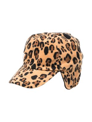 Mini Rodini leopard-pattern fleece cap - Neutrals