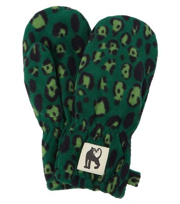 Mini Rodini Leopard-print fleece mittens